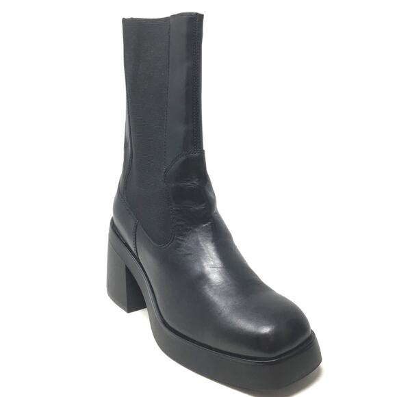 Vagabond Shoes - Vagabond Brooke Women's Size 10 Black Leather Block Chunky Heel Pull-On Boots